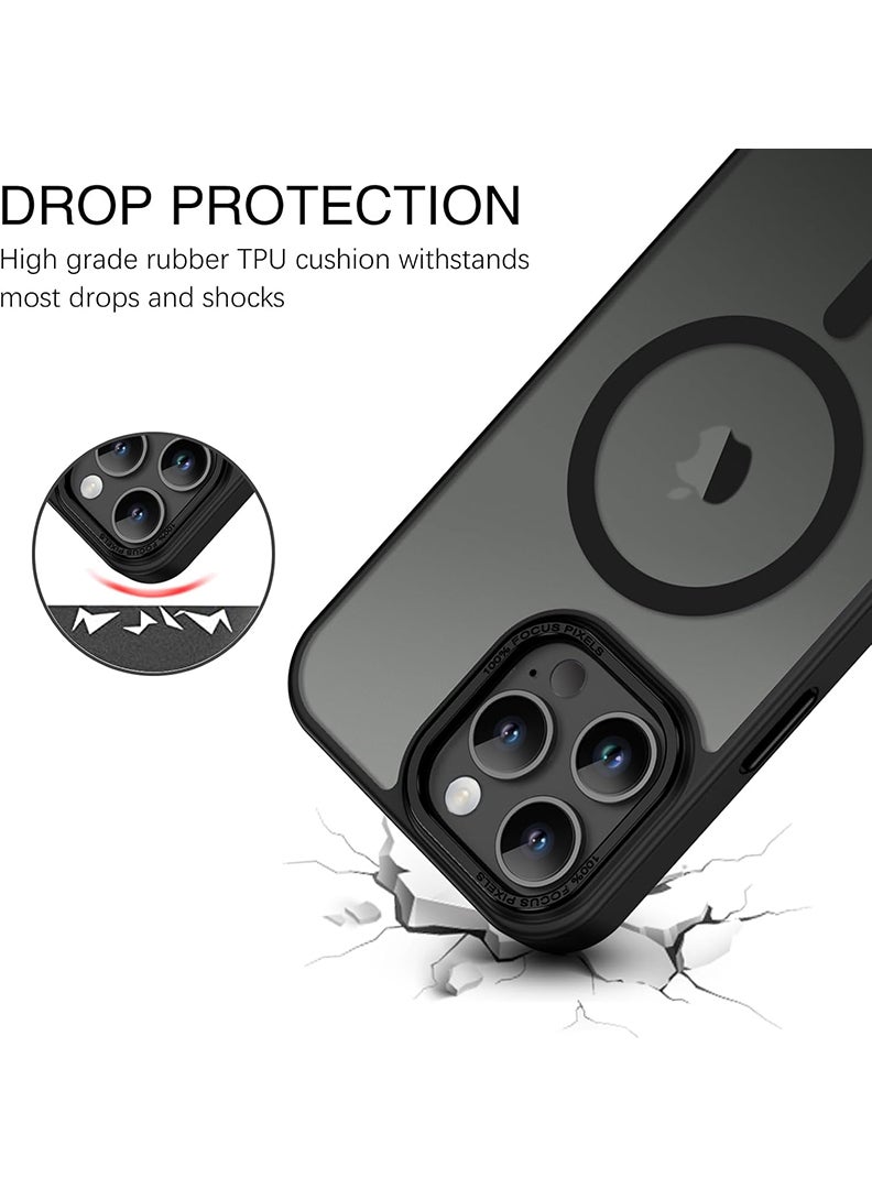 Rivin iPhone 16 Pro Case with MagSafe – Strong Magnetic Matte Cover, Military Grade Shockproof Protection, Anti-Scratch Soft TPU + Hard PC Slim Grip Case for iPhone 16 Pro (6.3”) – Black - Image 4